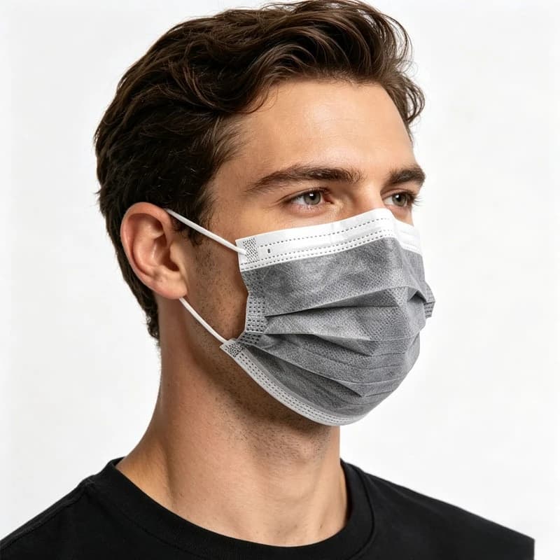 50pcs Gray Non-woven Earloop Protective Mask Protective Face Mask Workplace and Home Comfortable Fit Gray Disposable Carbon Mask