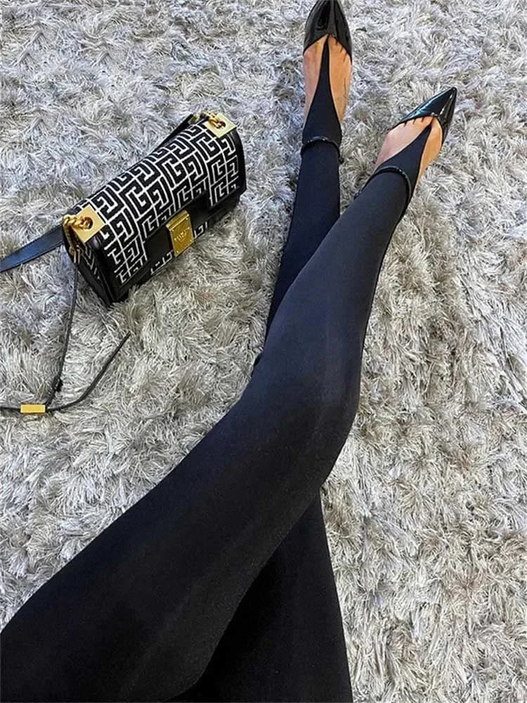 Women's skinny Y2K skinny pants high waist black fashion korean winter pants leggings Casual Club 2022 long