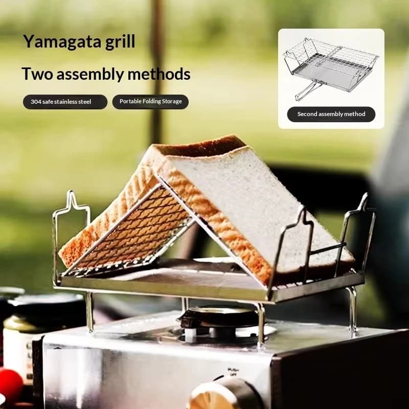 Pandatour Foldable Direct Fire Grill Rack For Outdoor Camping Toast Baking Home Roasting Rice Cake And Fish Outdoor Toast Rack