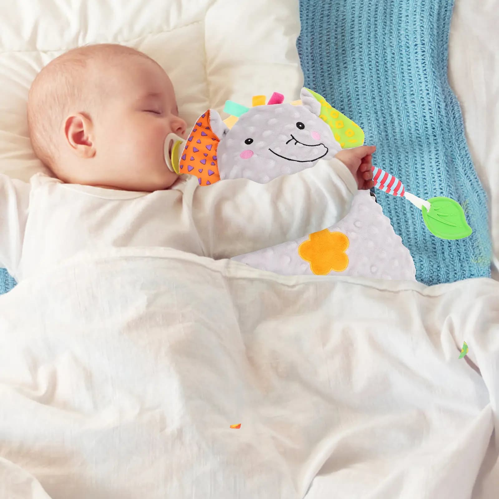 Copertina di Sicurezza per Neonati con Animali, Giocattolo per Bambine, Regalo per Baby Shower, Coperta Calmante per Neonati