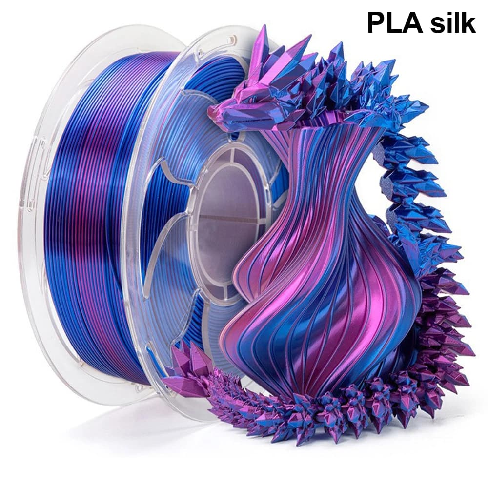 Filament PLA 3D in Tricolor Silk from 0.25 Kg, 1,75 mm, Polished Surface for FDM 3D Printer