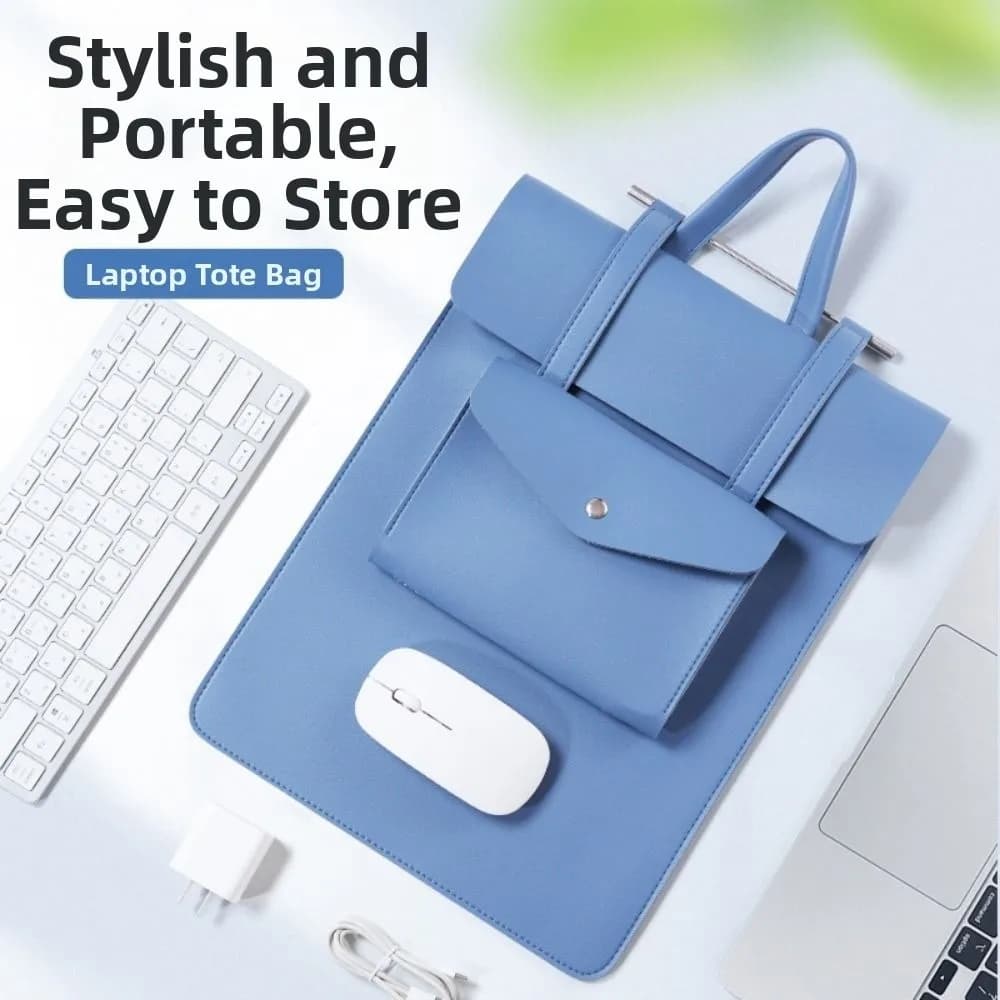 Large Capacity Laptop Sleeve Bag PU Leather Waterproof Notebook Case Pouch Bag Shockproof 13 inch Computer Storage Bag