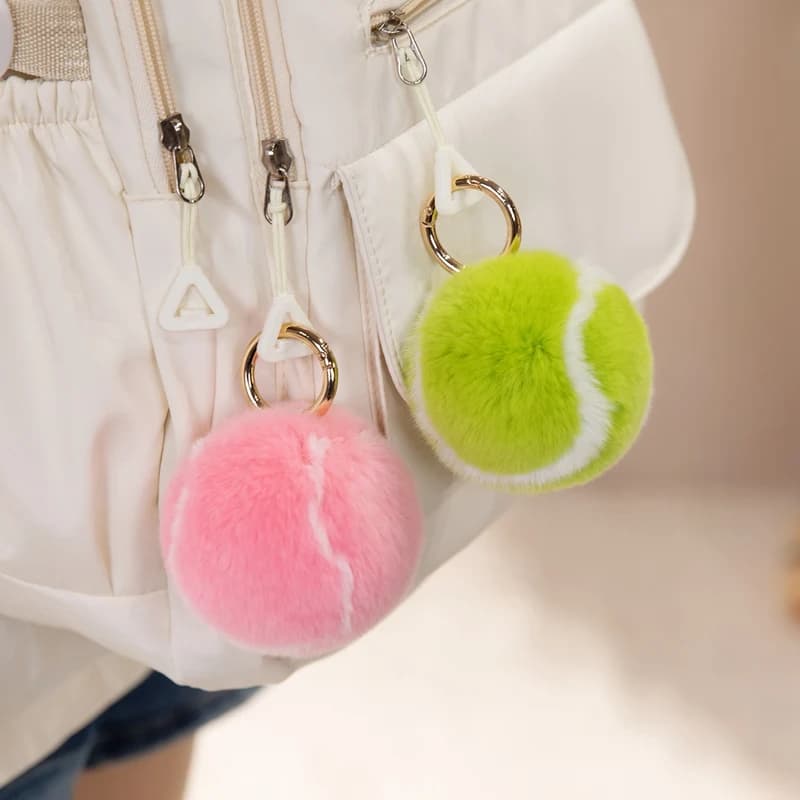 Stuffed Plush Toy Mini Tennis Ball Plush Toys Soft Fluffy Cute Tennis Hanging Doll Keychain Bags Decor cute Car decor
