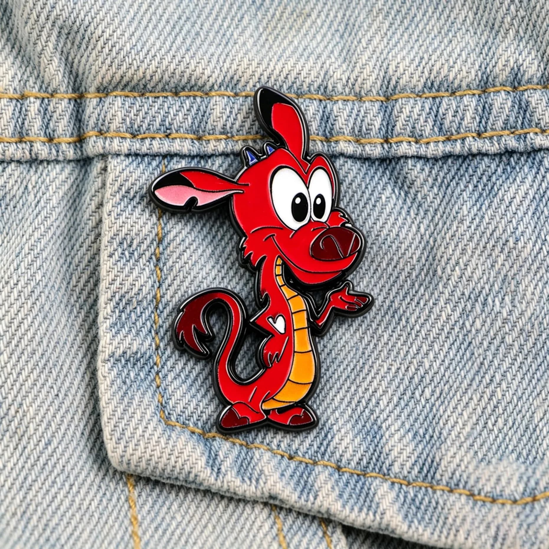 Cute Cartoon Red Dragon Enamel Pin Movie Brooch Funny Lapel Pin for Backpacks Clothing Gift Jackets Decoration
