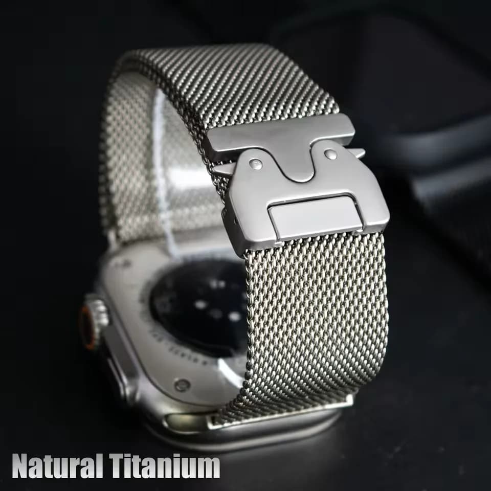 Cinturino ad anello milanese in titanio puro al 100% per Apple Watch Ultra 3 2 49mm 11/10 46mm cinturino in acciaio inossidabile per Iwatch 9 8 7 6 45 44mm