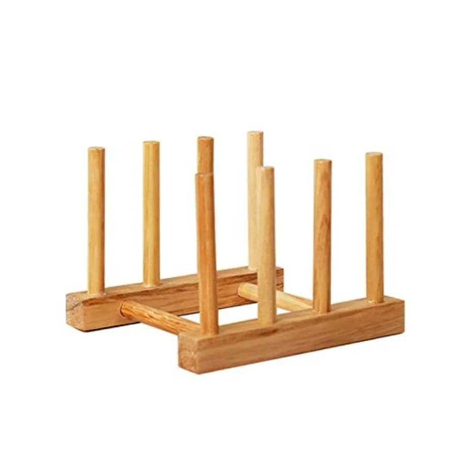 Bamboo Dish Rack, Pot lid/Plate/Cutting Board Organizer for Kitchen cabinets, Bottle Drying Holder