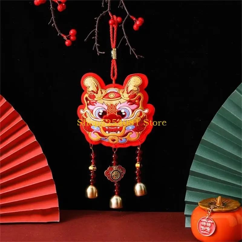AXYC Embroidery Dragon Wind Chimes Pendant with Tassels Chinese Spring Festival Decor