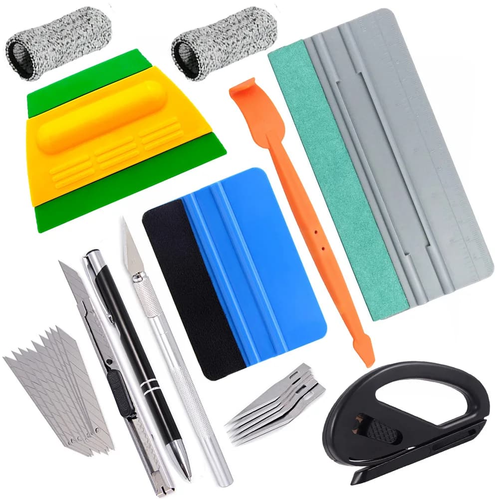 TOFAR Pellicola di Carbonio Involucro Del Vinile Set di Strumenti Accessori Per Auto Finestra Tinta PPF Seccatoio Grande Feltro Raschietto Taglierina Coltello A Sgancio D'aria Spille Penna