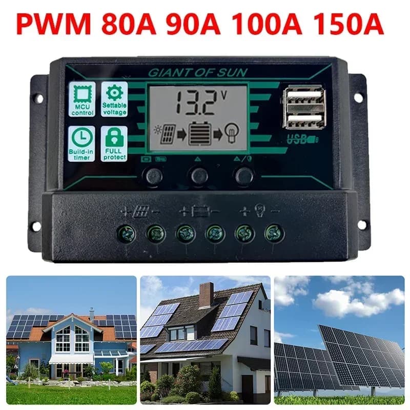 80A 100A 150A Regolatore di carica solare 12V 24V Pannello solare Regolatore fotovoltaico per batteria al piombo GEL al litio Lifepo4 Spedizione 24 ore