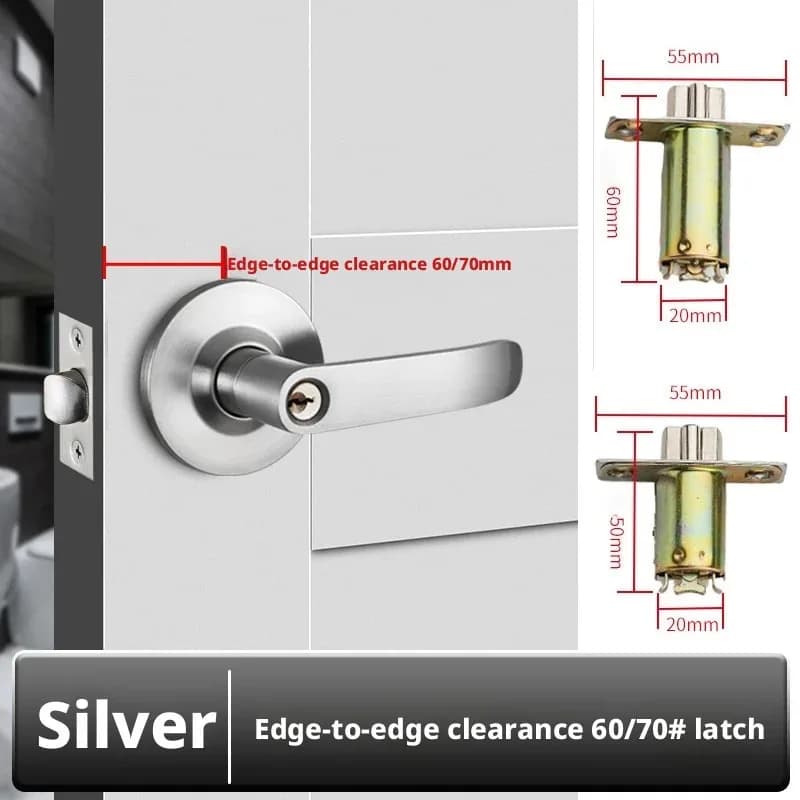 Set Serratura per Porta Interna in Acciaio Inox: Maniglia con Pomello per Privacy e 3 Chiavi per Sicurezza Casa e Ufficio
