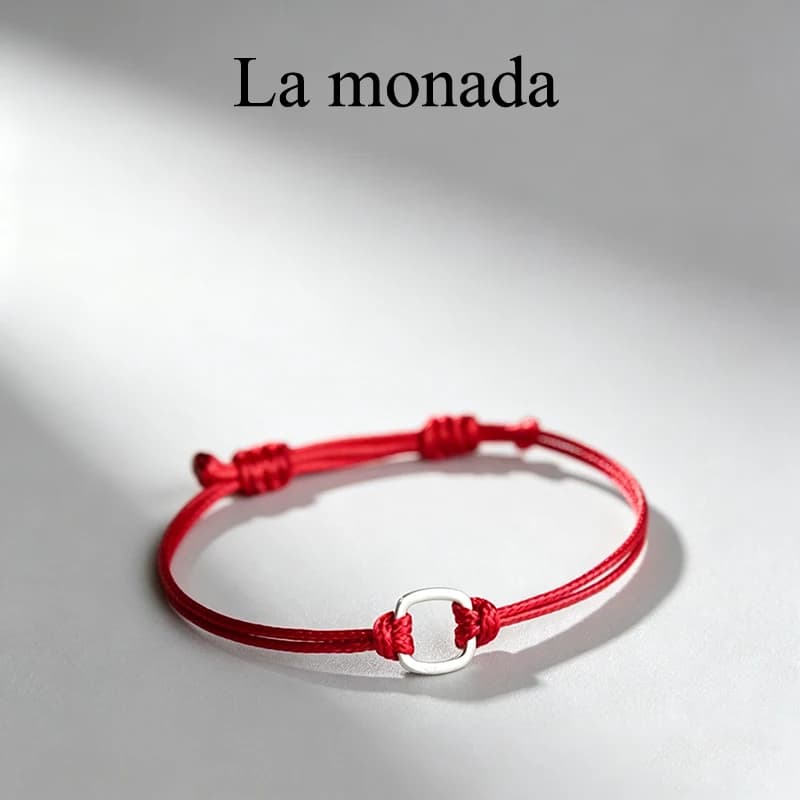 Braccialetto La Monada in Argento Sterling 925 con Cordino Rosso, Regolabile, Portafortuna, per Donne, Uomini, Coppie, Idea Regalo