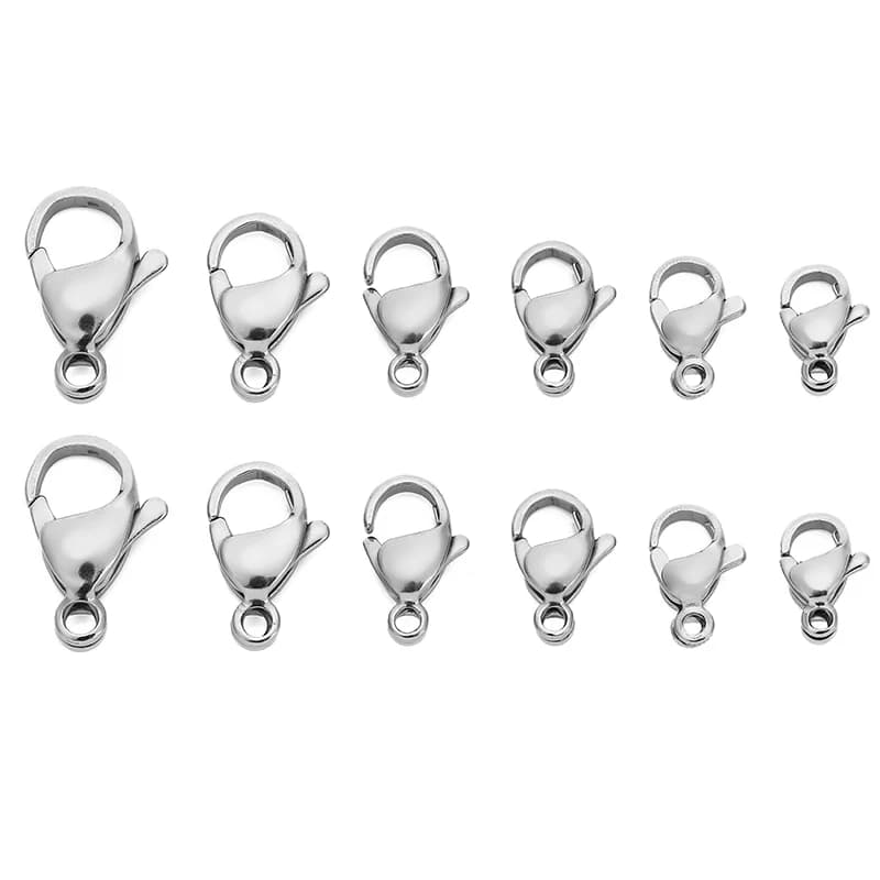 50pcs Stainless Steel Lobster Clasps Hooks for Necklace Bracelet Chains DIY Fashion Jewelry Making Findings Supplies 10mm/12mm