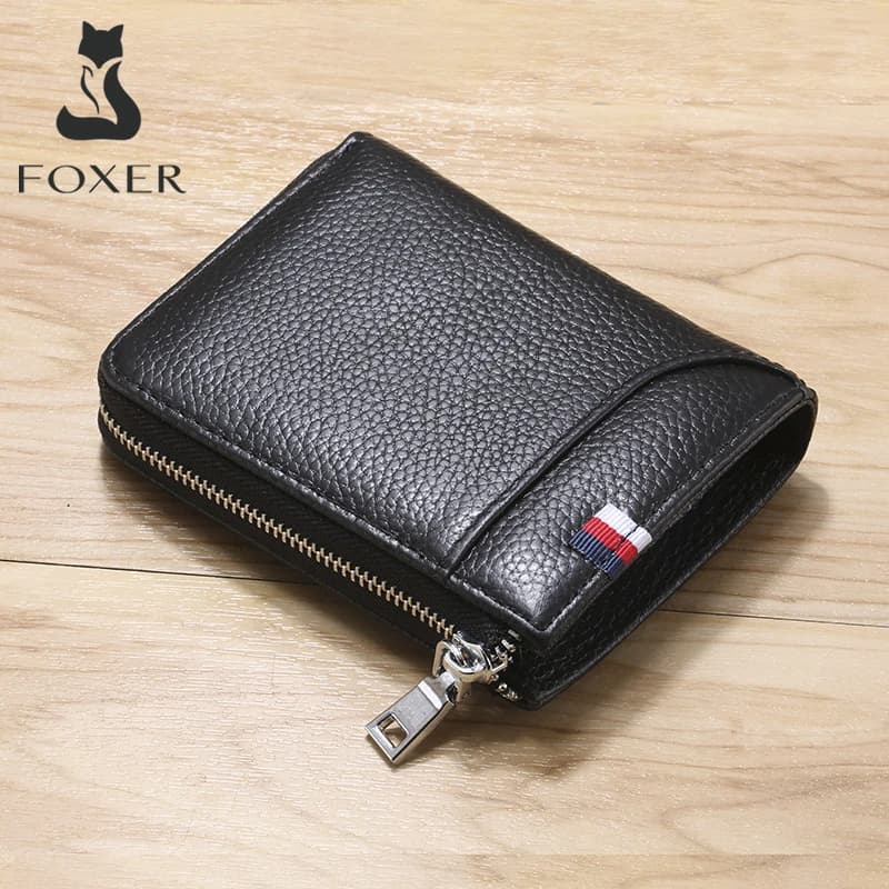 FOXER Portafoglio da uomo in vera pelle Porta carte casual Portafoglio regalo per uomo
