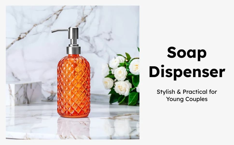 Dispenser di Sapone Liquido in Vetro Ricaricabile con Pompa, Accessorio per Bagno e Cucina