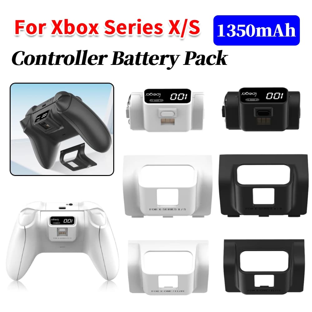 Batteria per Controller da 1350mAh con Display Digitale, Kit di Accessori per la Ricarica con Cavo di Ricarica per Xbox Series X/S/One/Elite