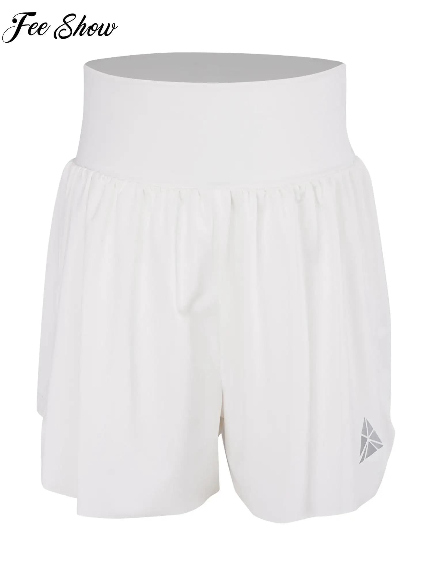 Pantaloncini da ragazza ad asciugatura rapida a vita alta con elastico integrato nella fascia laterale, traspiranti e leggeri per badminton, tennis, ciclismo