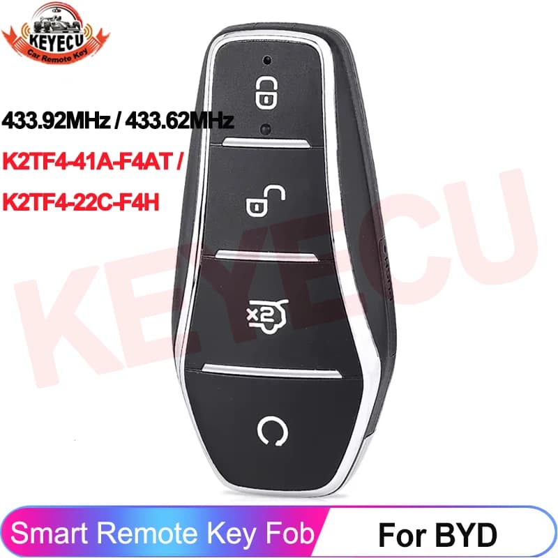 Chiave auto con telecomando intelligente a 4 pulsanti KEYECU 433.92MHz / 433.62MHz con chip ID46 per BYD Qin PLUS DM-i Qin PLUS EV Yuan PLUS SONG