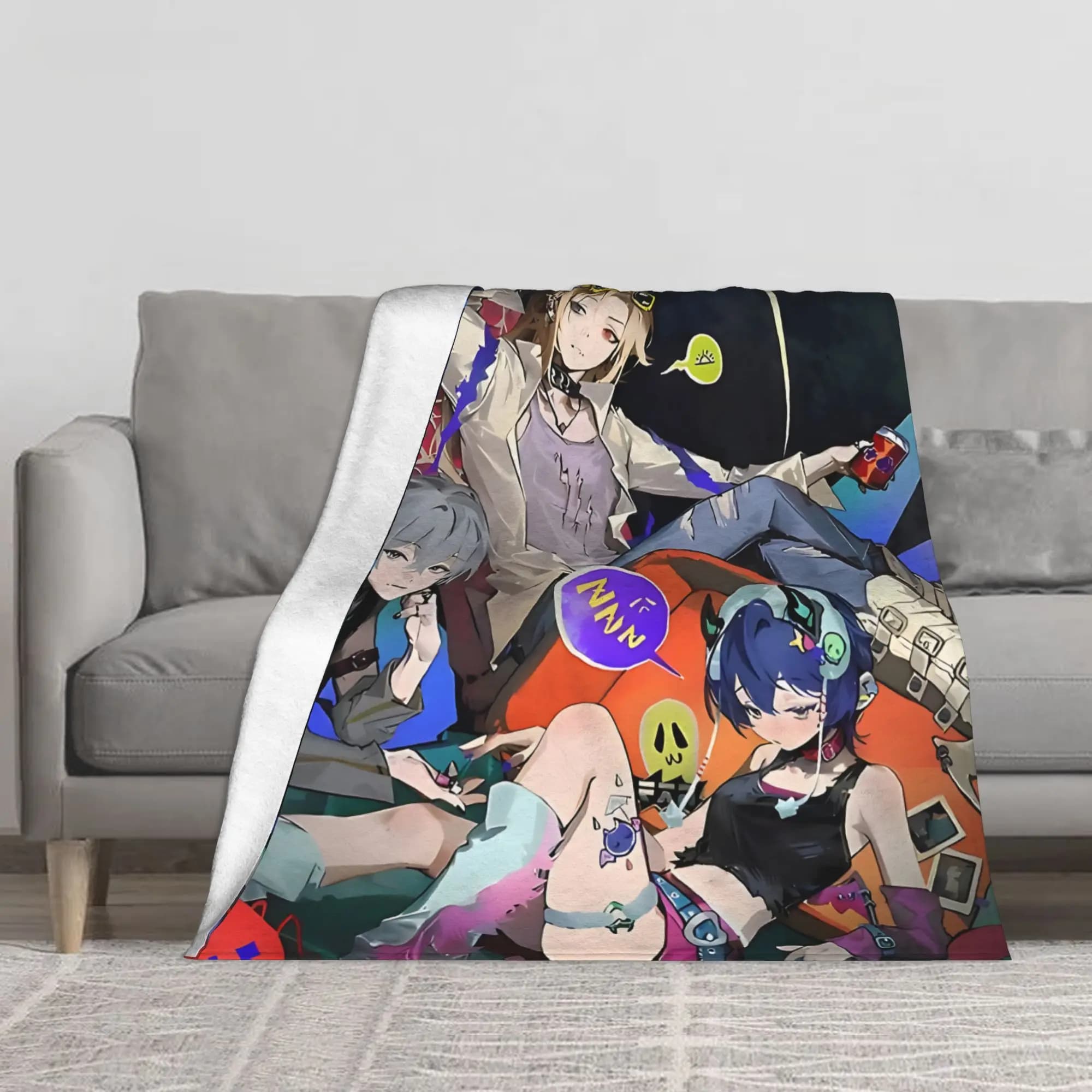 1PC Cute Anime Blanket Throw Blanket Novelty Warm Blanket All Season Gift