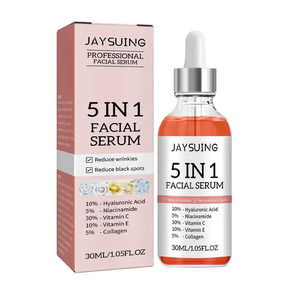 30ml 5 In 1 Serum Face Hydrating Hyaluronic Acid Anti Rugs Aging Vitamin C Whitening Serum Face Reduced Skin Care Pores
