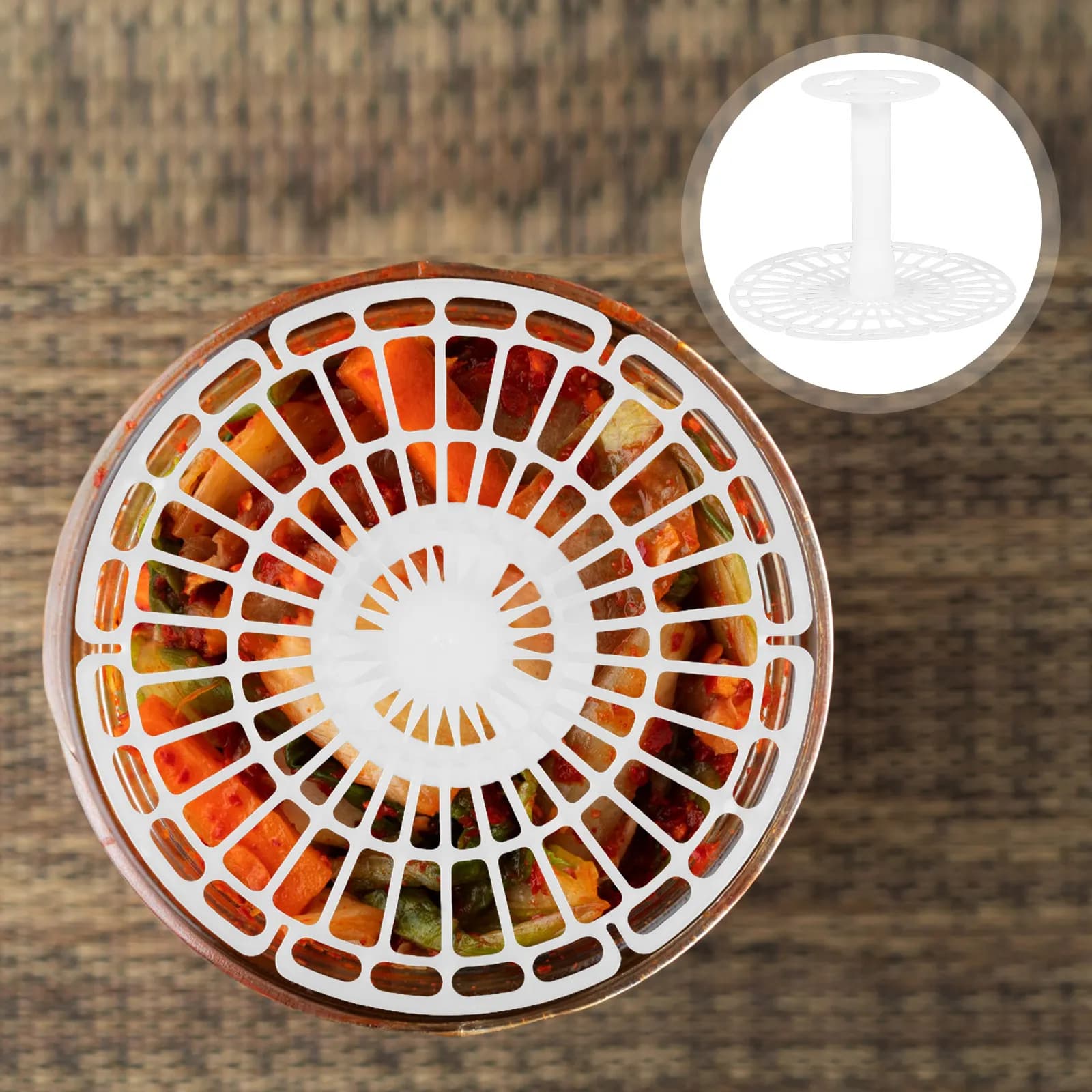 Set of 1 Plastic Fermentation Plate with Universal Round Cover for Storage Jars, Vegetable Store Accessories