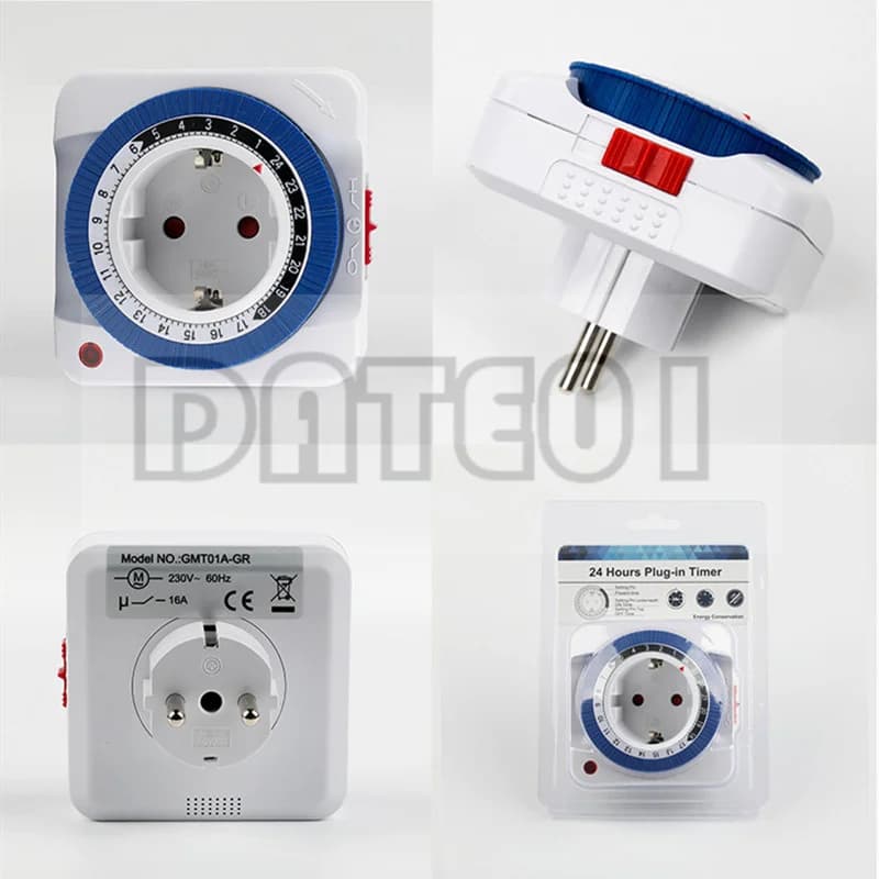 Spina UE Meccanico con messa a terra Programmabile 24 ore Interruttore timer Smart Conto alla rovescia Presa per interni Spegnimento automatico 230 V