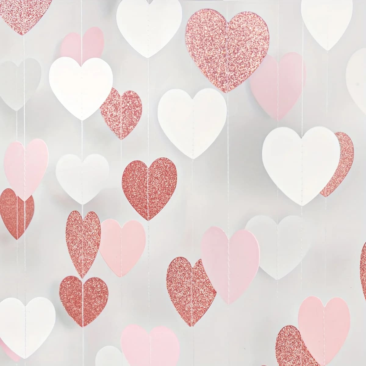 1pc Decorazioni per feste rosa-dorato rosa bianco - Stelle filanti a forma di cuore di carta Ghirlanda Galentine Decorazioni per San Valentino