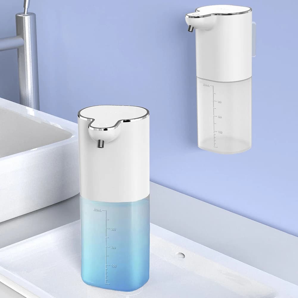 Dispenser Automatico di Sapone da Parete 400ml, Erogatore Senza Contatto con Sensore a Infrarossi, 4 Livelli Regolabili per Bagno e Cucina
