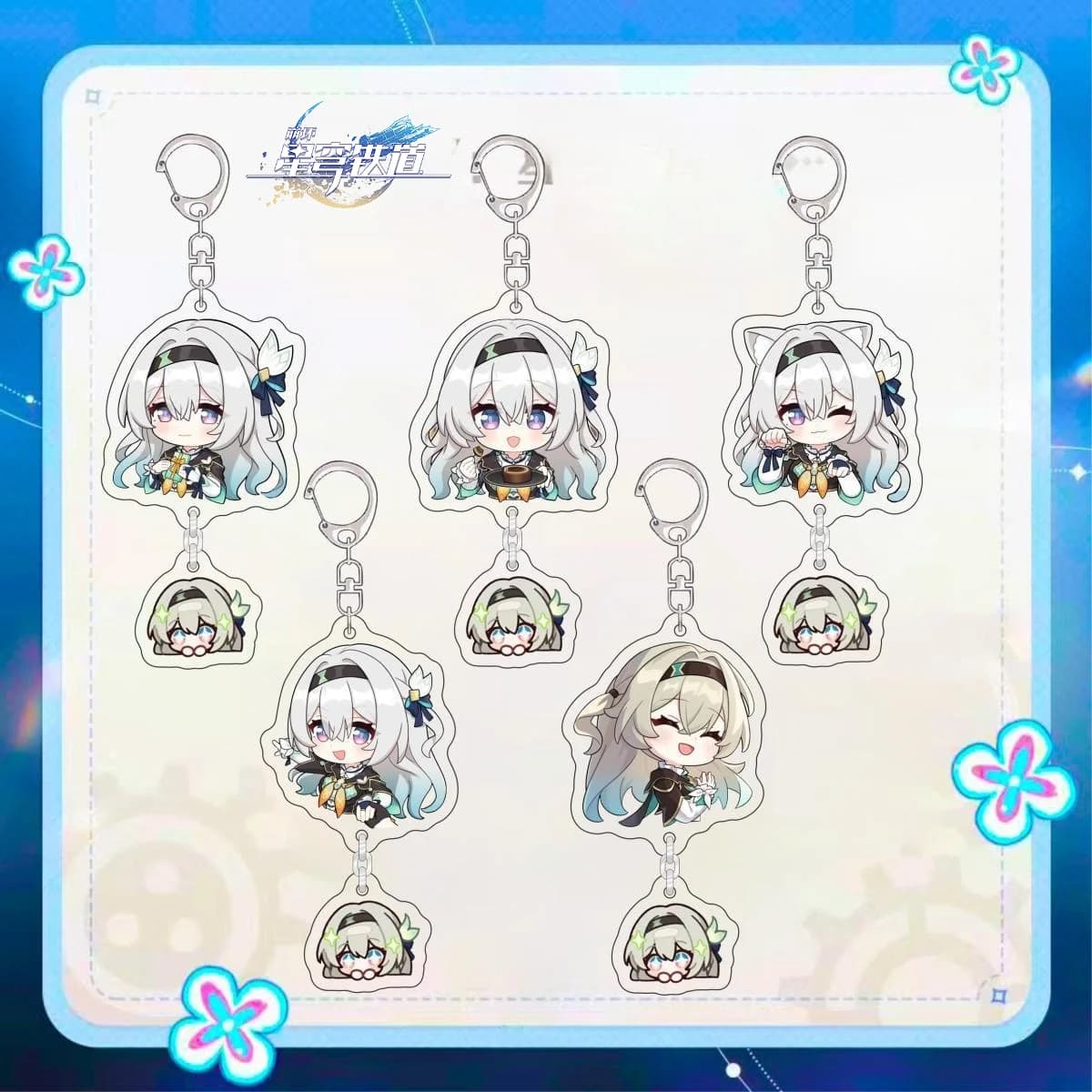Portachiavi Chibi Firefly di Honkai Star Rail, Ciondoli Anime Carini, Piccoli Charm per Zaini e Borse, Accessori per Fan e Regalo per Giocatori