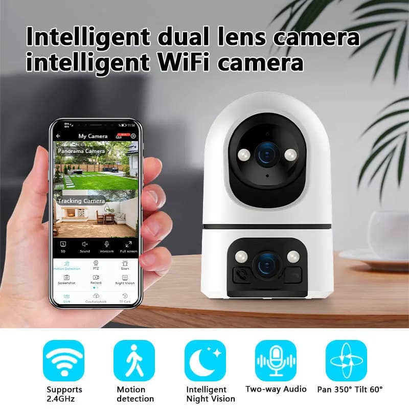 4MP O-Kam APP Dual Lens Wireless PTZ Alarm IP Dome Camera Full Color AI Humanoid Detection Home Security CCTV Baby Monitor