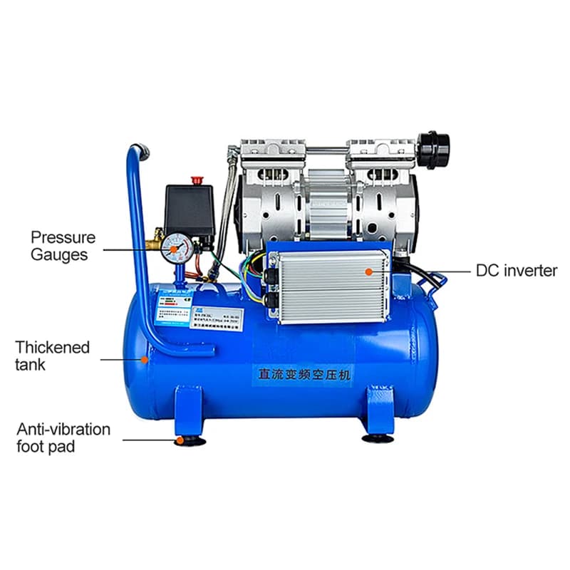 Piccolo compressore d'aria portatile senza olio pompa d'aria silenziosa Mini pompa di gonfiaggio pneumatici per auto serbatoio d'aria per verniciatura auto 12V/24V/48V/60