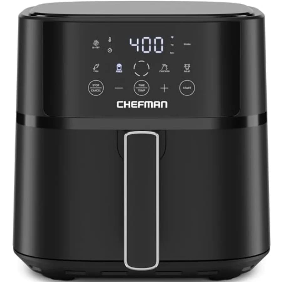 6 QT Compact Air Fridge for Fast and Easy Feeders in Minute Few with Hi-Fry Technology, Touchscreen Controls, 4 Presets, Non-stick, Dishwasher Washable