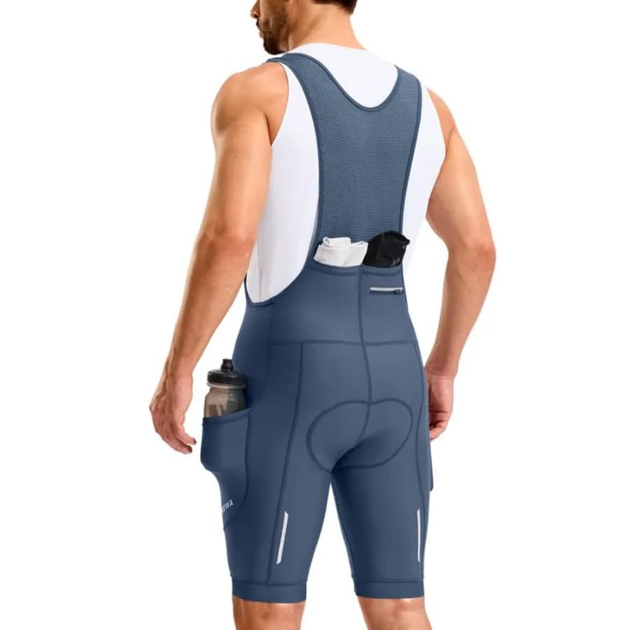 Pantaloncini da Ciclismo da Uomo con Imbottitura 4D, Grip Antiscivolo sulle Gambe, 2+1 Tasche Posteriori con Zip, Protezione UPF50+