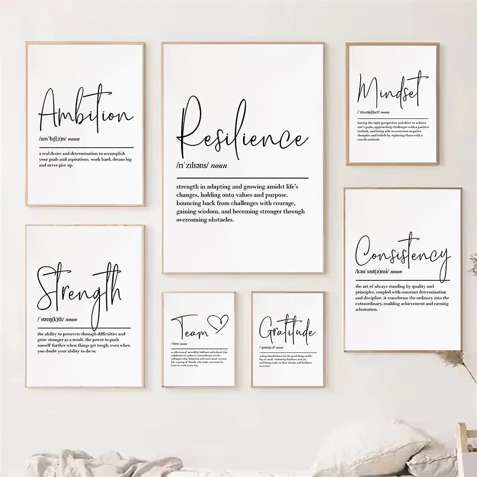 (No frame)Motivational Definition Quotes Resilience Strength Difference Maker Poster Canvas Painting Wall Art Pictures Home O