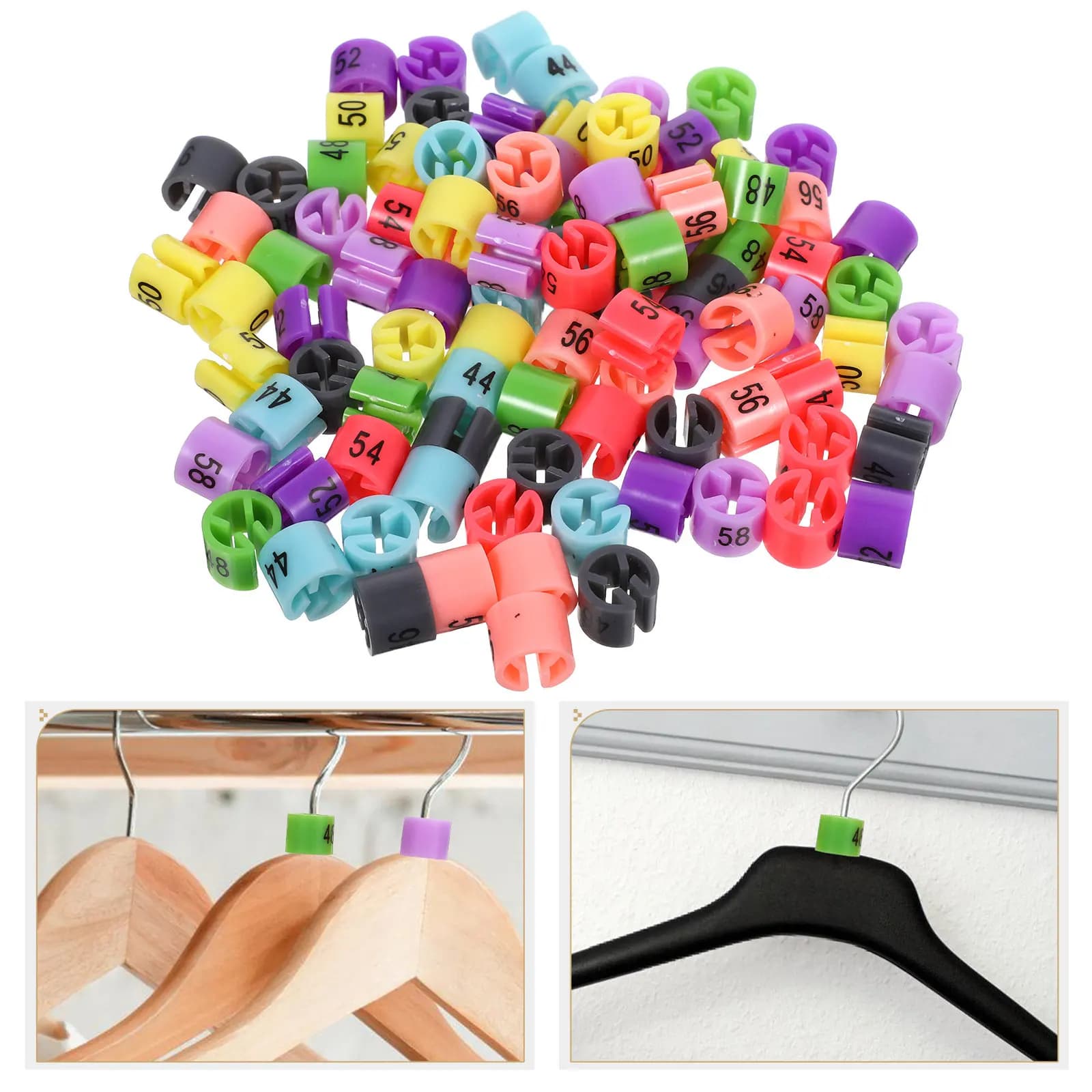 80 Pieces Labels Numerates Colored Plastic Hangers, Easy to Attach, Robuste, for Organization and Exhibition of Clothing