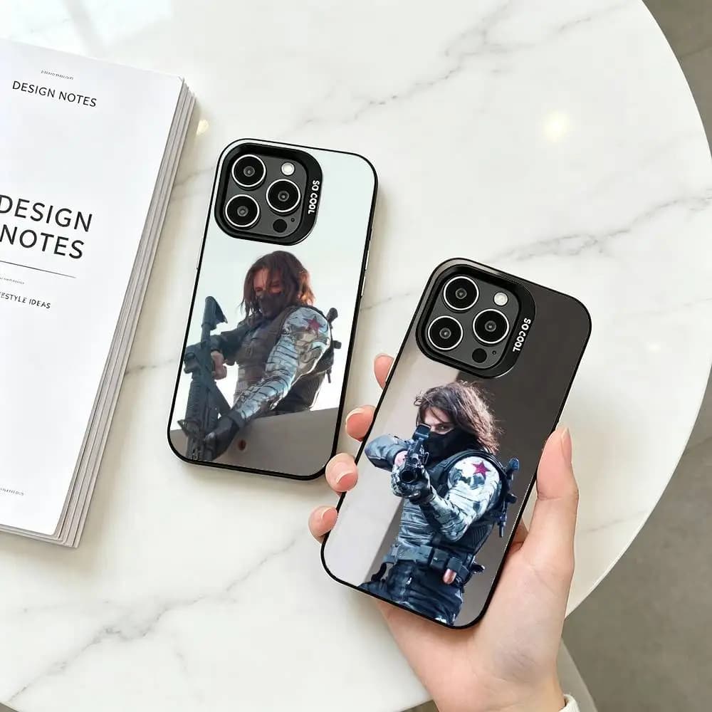 Bucky Barnes Winter Soldier Phone Case For iPhone 17,16,15,14,13,12,11 Plus,Pro Max,XS,Colorful Silver Phone case Funda Cover