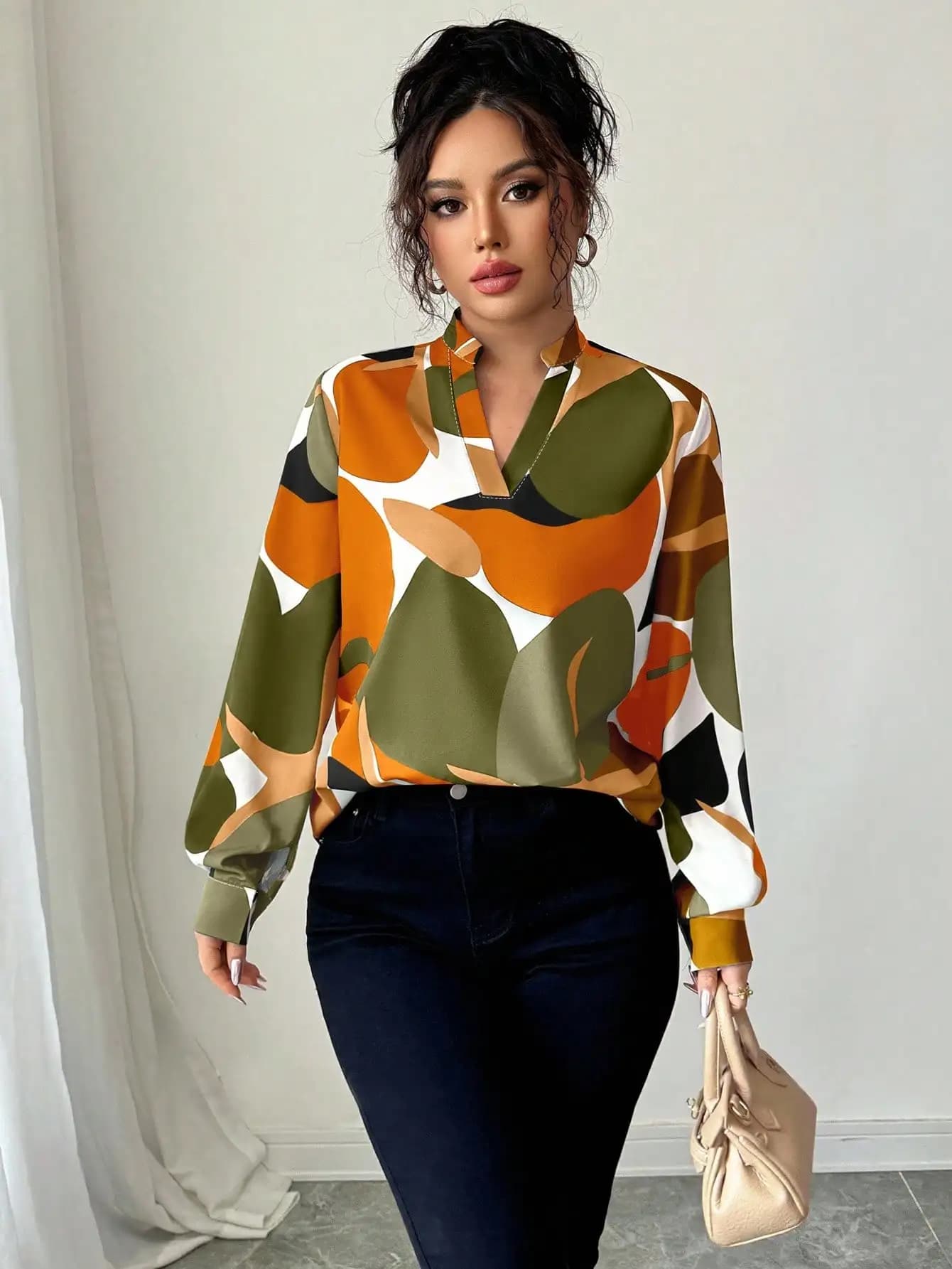 Casual Business Minimalist Loose Long Sleeve Women Blouse