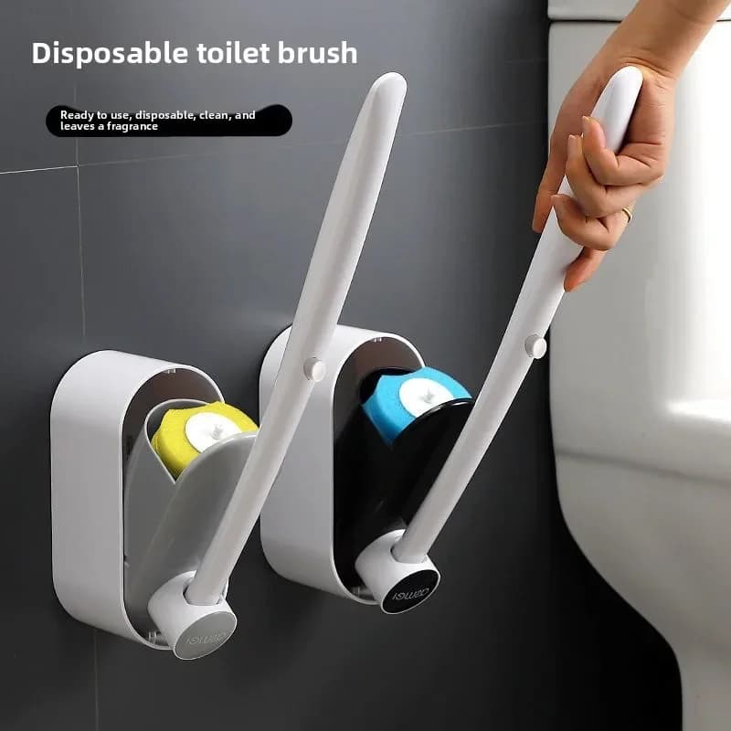 Set di Spazzole per WC Usa e Getta, Spazzola per Pulizia del Bagno con Manico Lungo Senza Angoli Morti, Testina Sostituibile