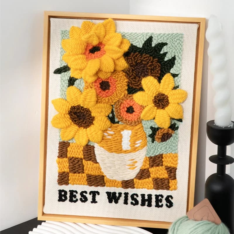 Sunflower Embroidery Punch Needle Kit Adults Beginner Stress Out Magic Needle For Embroidery Kit Craft Gifts For Women Mother
