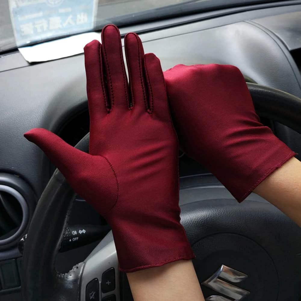 Dance Cycling Summer Pure Color Elastic Spandex Driving Gloves Anti-UV Sun Protection Etiquette Gloves