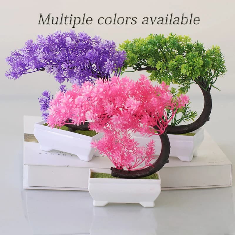 Half Moon Style Bonsai Simulation Plant Thousand Layers of Flowers Bonsai Home Decoration Floral Creative Gift Ornaments
