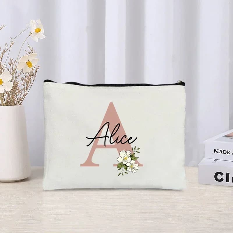 Customized Makeup Bag With Name 2024 For Wedding Makeup Box Organizer Canvas Bag For Women's Custom Travel Shopping