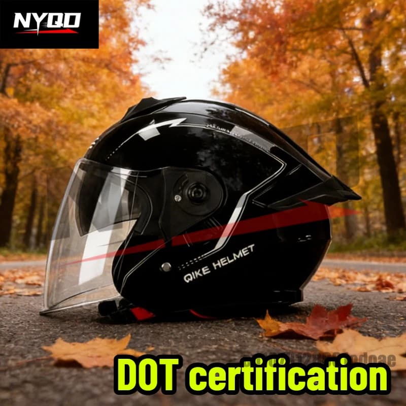 Casco Moto Unisex Antiappannamento con Doppia Lente, Casco Tre Quarti per Veicoli Elettrici, Equipaggiamento Protettivo per Uomini e Donne