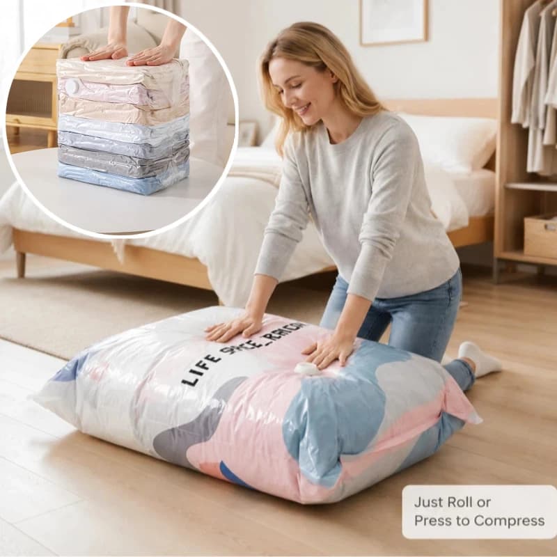 Vacuum Storage Bags Store Clothes Quilts Luggage Sealed Pump Free Thickened Large Capacity Space Saving Household Storage Supply