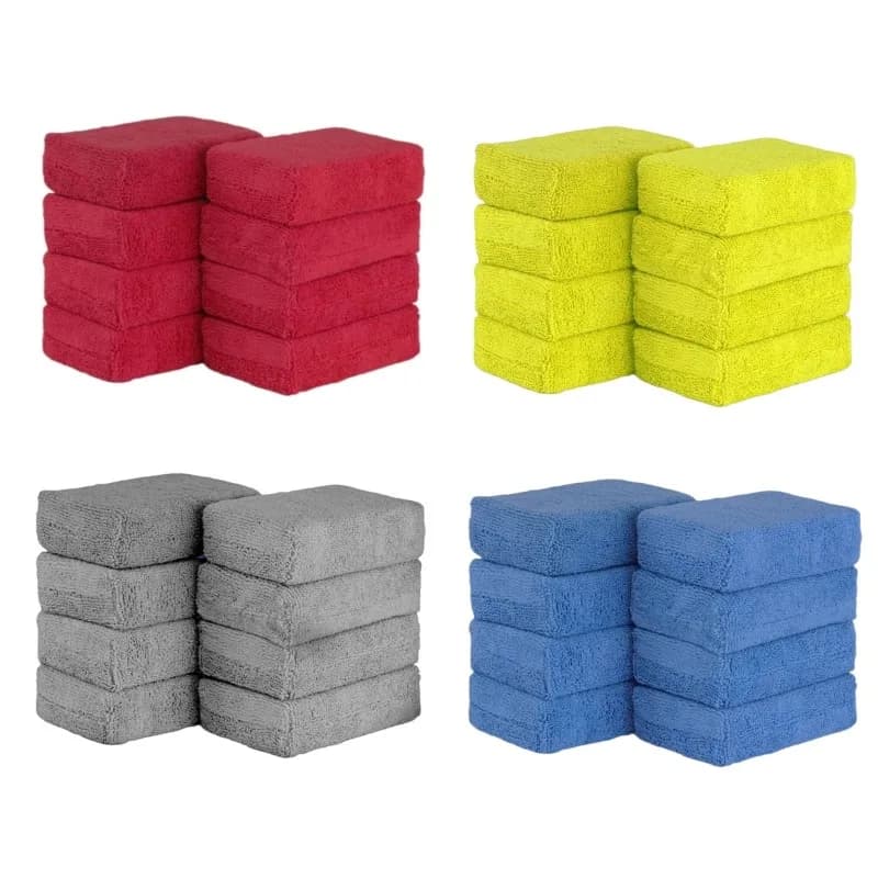 8PCS Microfibre Car Wax Applicator Pads Soft Rectangle Foam Auto Detailing Wax Sponge Paint Care Polishing Pad for Auto Cleaning