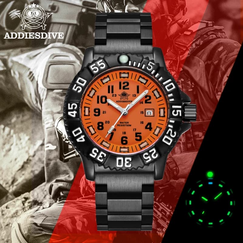 ADDIESDIVE Orologio al quarzo da uomo Orologio luminoso impermeabile 5Bar Orologio da polso da uomo in acciaio inossidabile per sport all'aria aperta, moda per il tempo libero