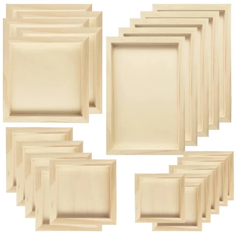 12pcs Wooden Canvas Boards Set Square Unfinished Wood Panels Art Boards for DIY Painting Crafts Staining Art Projects with Oil