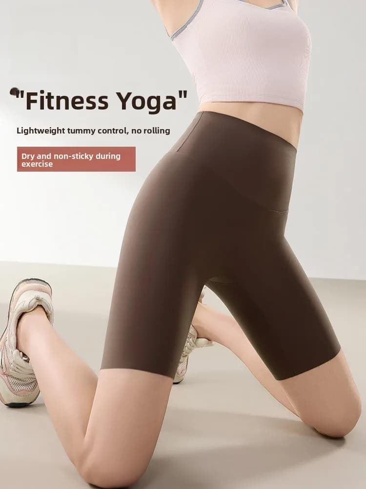 Pantaloni Yoga a Tre Quarti in Seta Ghiaccio da Donna, Leggings Estivi Sottili a Vita Alta Traspiranti e Freschi
