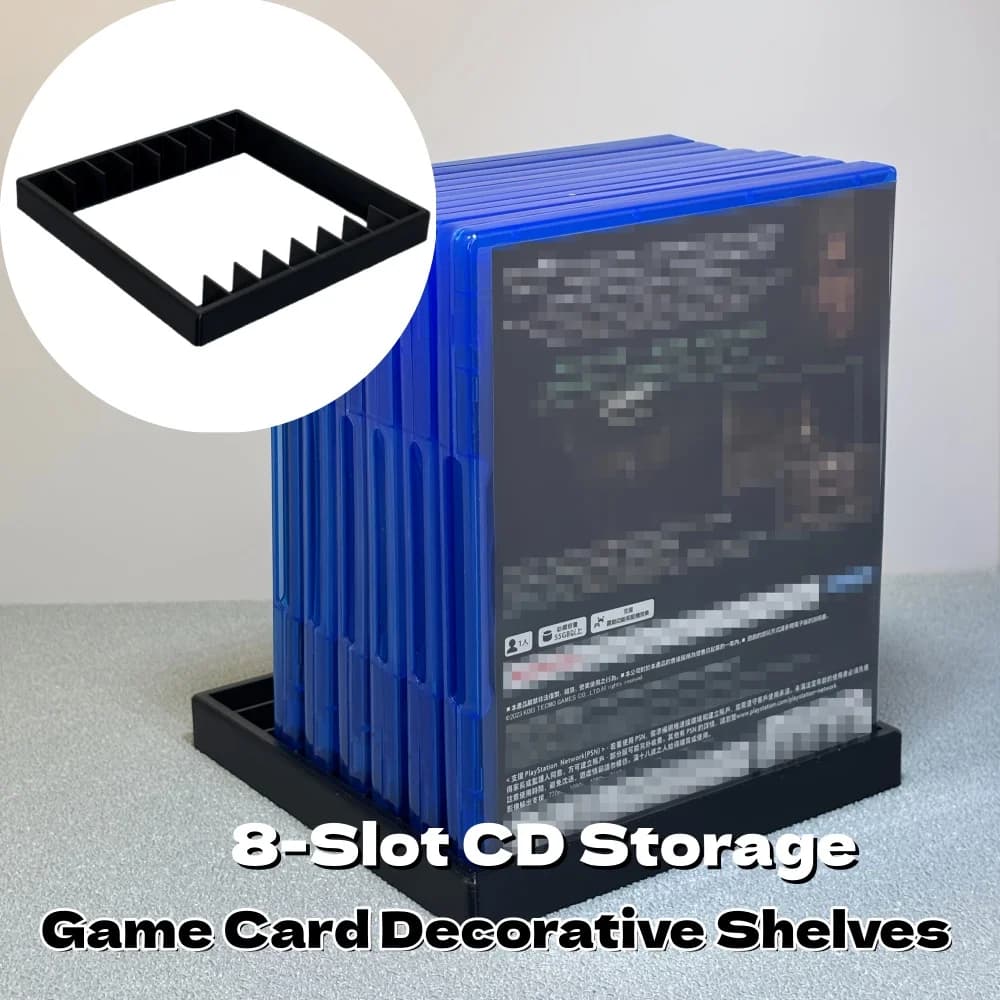 Scaffale Espositivo per 8 CD, Mensole Decorative per Schede di Gioco, Organizzatore per Dischi di Gioco PS5 PS4 PS3, Accessori per Console