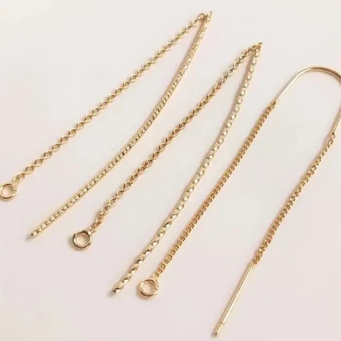 Accessori per Orecchini Pendenti a Filo Allungato con Motivo a U Placcati in Oro 14K, Fai da Te