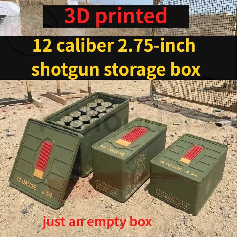 1 scatola portaoggetti per fucile a pompa calibro 12 da 2,75 pollici stampata in 3D, scatola portaoggetti per proiettili da poligono di tiro, solo una scatola vuota